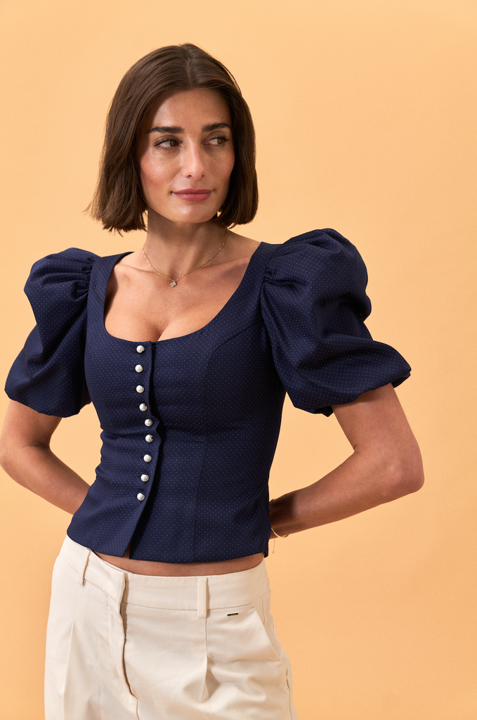Baumwollmieder GIULIA - Marineblau