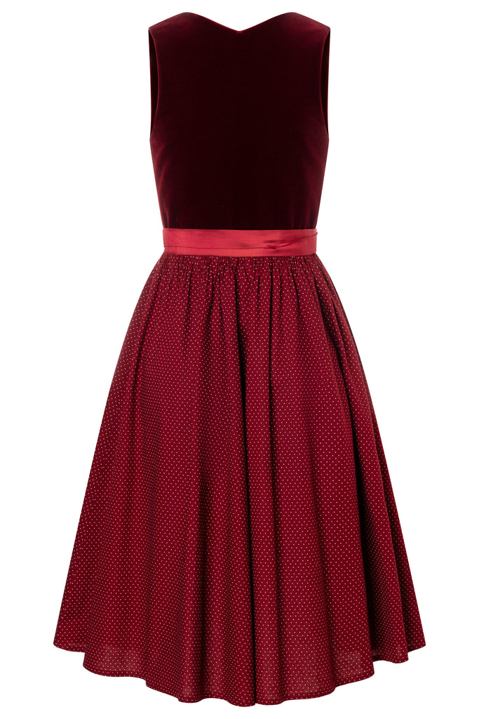 Midi-Dirndl aus Samt in rot
